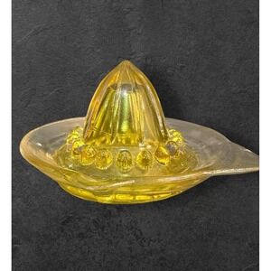 vintage GLASS CITRUS JUICER RARE ARC Yellow lemons & limes W Spikes